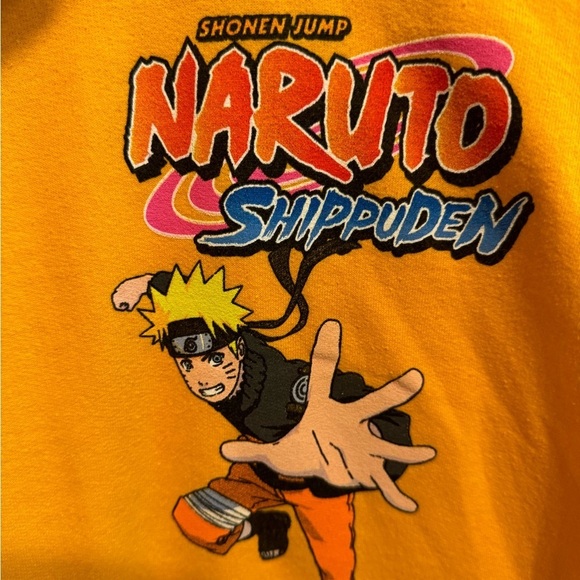 Naruto Shippunden Shonen Jump 20th Anniversary Yellow Hoodie Sweatshirt Sz L - Picture 2 of 7